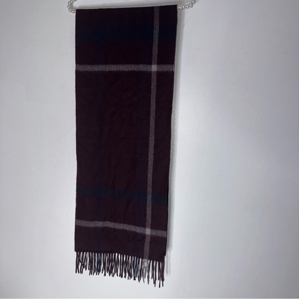 NWT Jos.A.Bank 100 Percent Winter Cashmere Scarf Fringe Deep Plum Purple